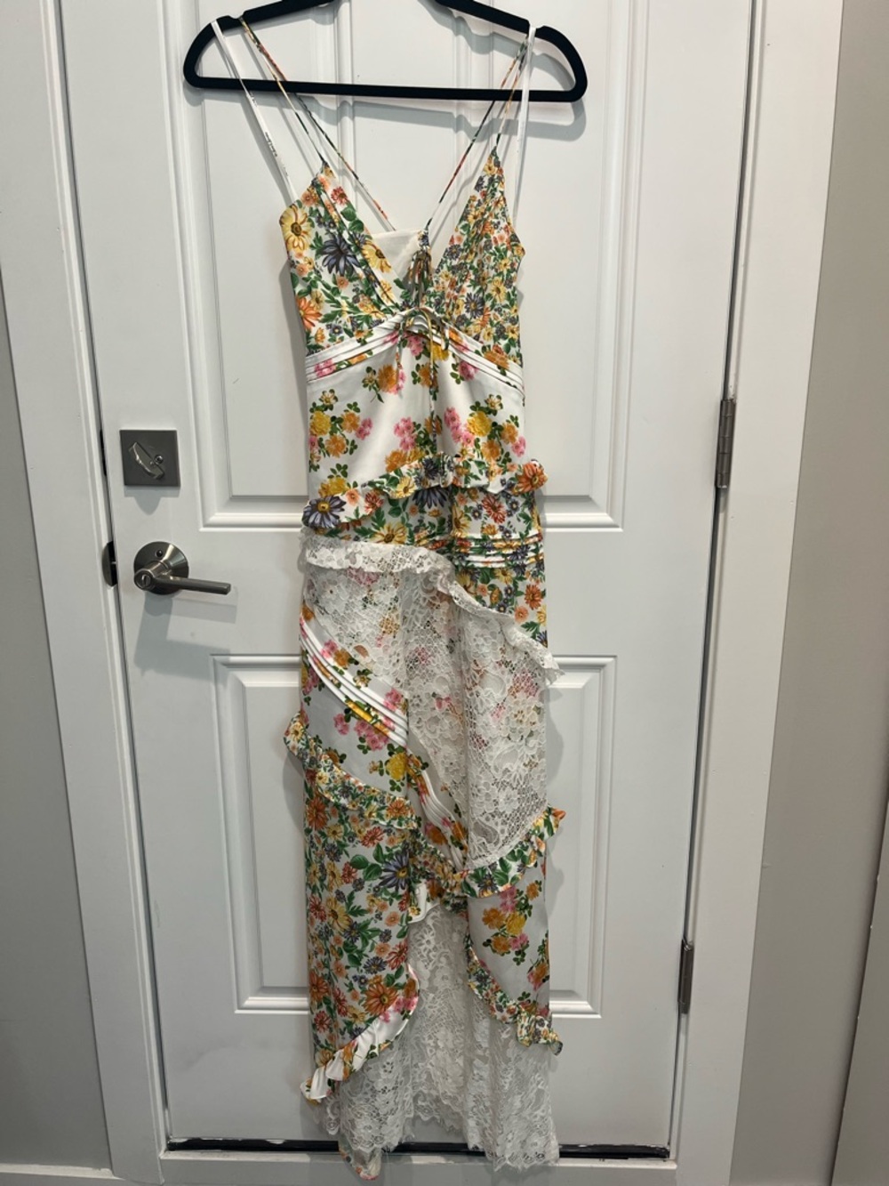 For Love & Lemons White Floral Lace Maxi Dress